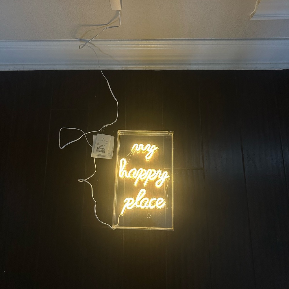 LED Neon Sign 'My Happy Place' - Yellow